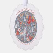 クリスマスパーソナライズされたスカンジナビア北欧の森 オーナメントカード (左)