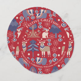 クリスマスパーソナライズされたスカンジナビア北欧の森 シーズンカード