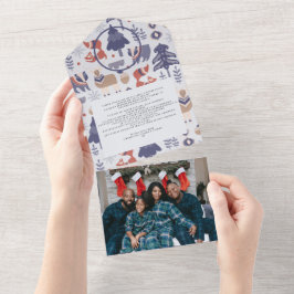 クリスマスパーソナライズされたスカンジナビア北欧カード オールインワン招待状