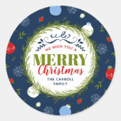 クリスマスパーソナライズされたスタンプ ラウンドシール (正面)