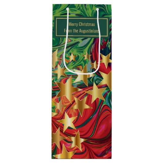 クリスマスパーソナライズされたスター ワインギフトバッグ (正面)