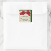 クリスマスパーソナライズされたステッカーから赤い弓 スクエアシール (バッグ)