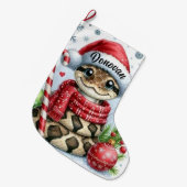 クリスマスパーソナライズされたスネーク ラージクリスマスストッキング (正面 (吊り時))