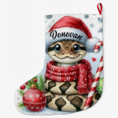 クリスマスパーソナライズされたスネーク ラージクリスマスストッキング (裏面)