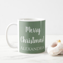 クリスマスパーソナライズされたセージ緑 コーヒーマグカップ