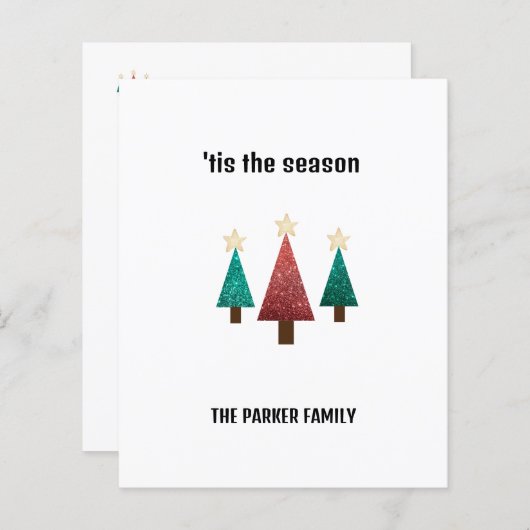 クリスマスパーソナライズされたツリーのグリーティングカード (正面/裏面)