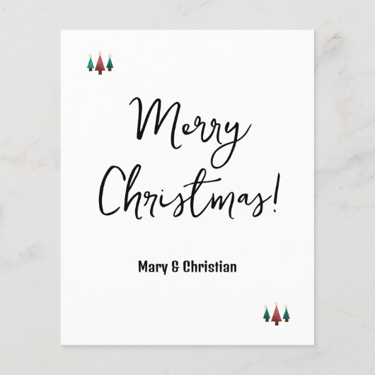 クリスマスパーソナライズされたツリーのグリーティングカード (裏面)