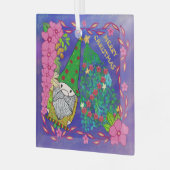 クリスマスパーソナライズされたツリー付き格言メリークリスマス ガラスオーナメント (正面左)