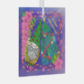 クリスマスパーソナライズされたツリー付き格言メリークリスマス ガラスオーナメント (正面右)