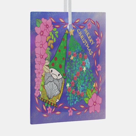 クリスマスパーソナライズされたツリー付き格言メリークリスマス ガラスオーナメント (正面右)