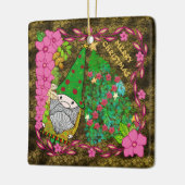 クリスマスパーソナライズされたツリー付き格言メリークリスマス セラミックオーナメント (左)