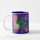 クリスマスパーソナライズされたツリー付き格言メリークリスマス ツートーンマグカップ (左)