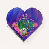 クリスマスパーソナライズされたツリー付き格言メリークリスマス ノートブック (正面)