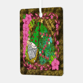 クリスマスパーソナライズされたツリー付き格言メリークリスマス メタルオーナメント (正面左)