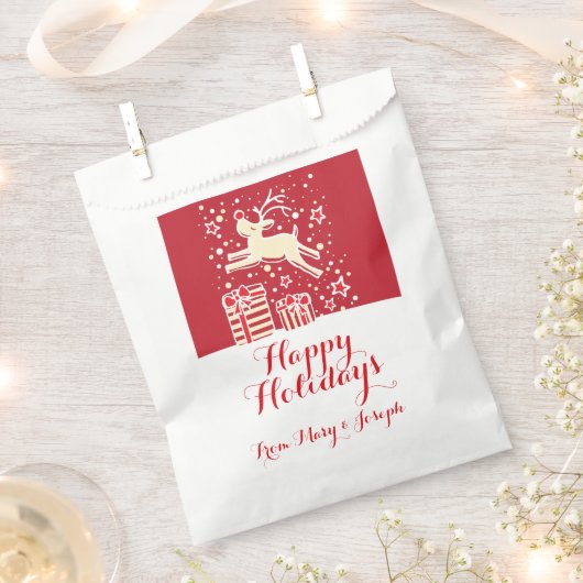 クリスマスパーソナライズされたトナカイ抱き枕 フェイバーバッグ (クリップ留めされた状態)