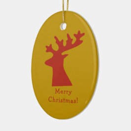 クリスマスパーソナライズされたトナカイ頭レッドと金ゴールド セラミックオーナメント