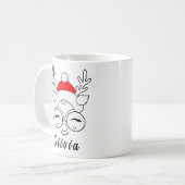 クリスマスパーソナライズされたトナカイ顔クリスマス コーヒーマグカップ (正面左)