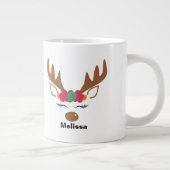 クリスマスパーソナライズされたトナカイ顔クリスマス ジャンボコーヒーマグカップ (右)