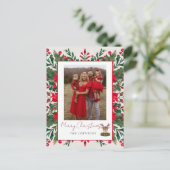 クリスマスパーソナライズされたトナカイ シーズンポストカード (スタンド正面)