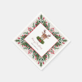 クリスマスパーソナライズされたトナカイ スタンダードカクテルナプキン (角)