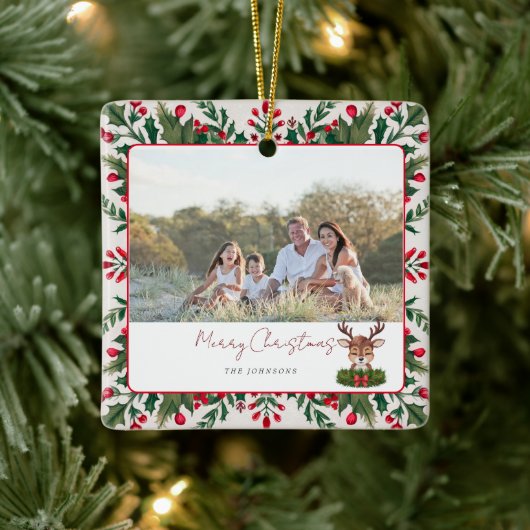 クリスマスパーソナライズされたトナカイ セラミックオーナメント (ツリー)