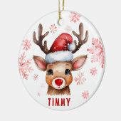 クリスマスパーソナライズされたトナカイ セラミックオーナメント (左)