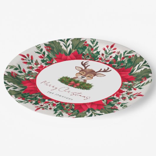 クリスマスパーソナライズされたトナカイ ペーパープレート (アングル)