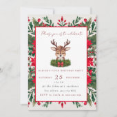 クリスマスパーソナライズされたトナカイ 招待状 (正面)