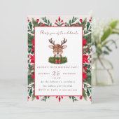 クリスマスパーソナライズされたトナカイ 招待状 (スタンド正面)