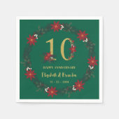 クリスマスパーソナライズされたナプキン10周年 スタンダードカクテルナプキン (正面)