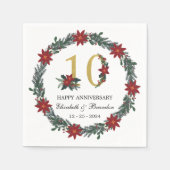 クリスマスパーソナライズされたナプキン10周年 スタンダードカクテルナプキン (正面)