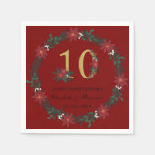 クリスマスパーソナライズされたナプキン10周年 スタンダードカクテルナプキン (正面)