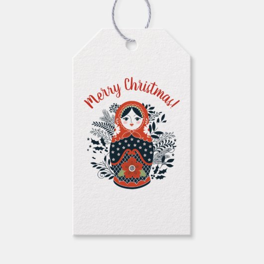 クリスマスパーソナライズされたネスティングドールギフトラベル ギフトタグ (正面)