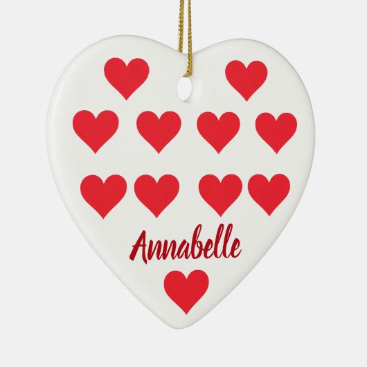 クリスマスパーソナライズされたハート名カッコいいかわいいシック セラミックオーナメント (右)