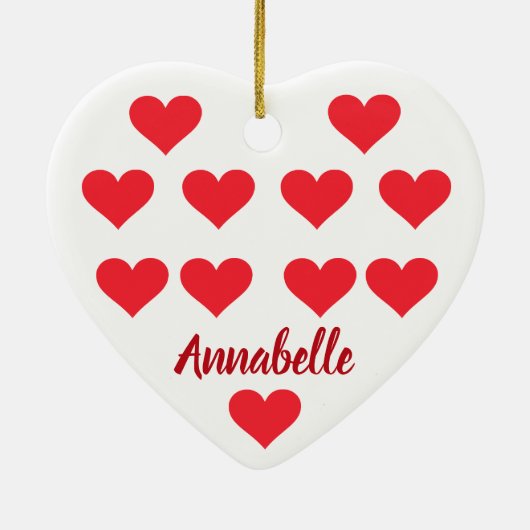 クリスマスパーソナライズされたハート名カッコいいかわいいシック セラミックオーナメント (裏面)