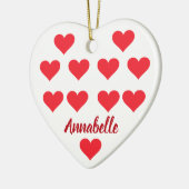クリスマスパーソナライズされたハート名カッコいいかわいいシック セラミックオーナメント (左)