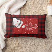 クリスマスパーソナライズされたバッファロープレイドペンギンかわいい ランバークッション (ブランケット)