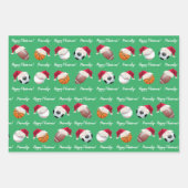 クリスマスパーソナライズされたバラースポーツ ラッピングペーパーシート (正面3)