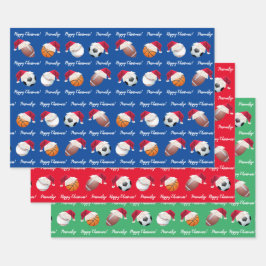 クリスマスパーソナライズされたバラースポーツ ラッピングペーパーシート