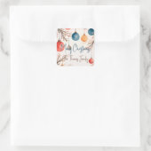 クリスマスパーソナライズされたパステルウォーターカラーオーナメント スクエアシール (バッグ)