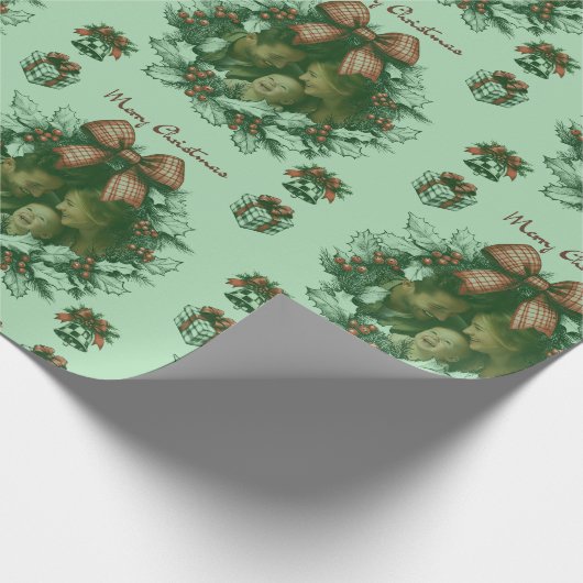 クリスマスパーソナライズされたパターン ラッピングペーパー (角)