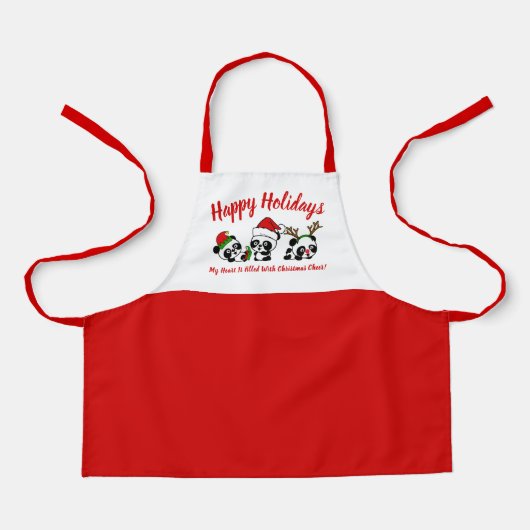 クリスマスパーソナライズされたパンダ エプロン (正面)