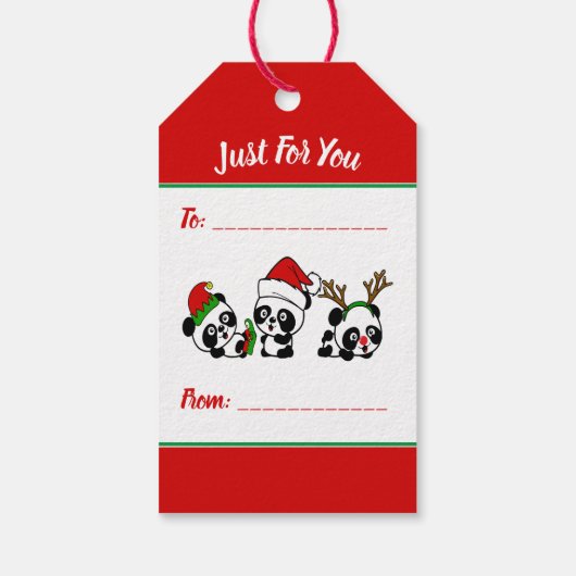 クリスマスパーソナライズされたパンダ ギフトタグ (裏面)