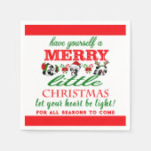 クリスマスパーソナライズされたパンダ スタンダードカクテルナプキン (正面)