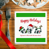 クリスマスパーソナライズされたパンダ スタンダードカクテルナプキン