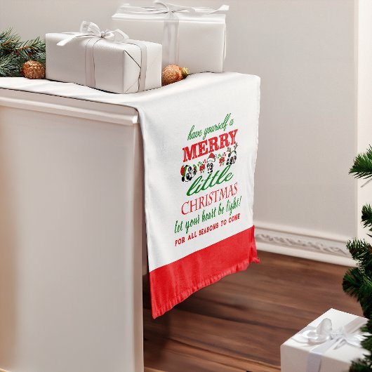 クリスマスパーソナライズされたパンダ ミディアムテーブルランナー