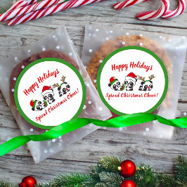 クリスマスパーソナライズされたパンダ ラウンドシール