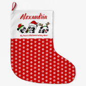 クリスマスパーソナライズされたパンダ ラージクリスマスストッキング (正面)