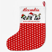 クリスマスパーソナライズされたパンダ ラージクリスマスストッキング (裏面)