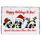 クリスマスパーソナライズされたパンダ ラージペーパーバッグ (裏面)